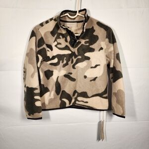 Fear of God Essentials Kids Half Zip Button Pullover Sweatshirt Camo Size 8 New
